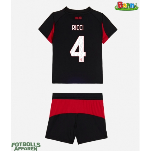 AC Milan Samuele Ricci #4 Hemmaställ Barn 2025-26 Kortärmad (+ Korta byxor)
